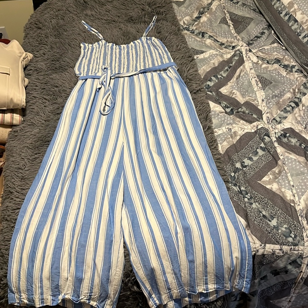 Loft cropped jumpsuit with tie (and pockets!)